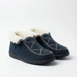 Чуні бурки короткі сині повстяні на хутрі. Теплі домашні капці з вишивкою. Розміри 37-42 42