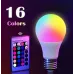 Світлодіодна LED лампа RGB 9Вт цоколь Е27, 16 кольорів з пультом ДУ