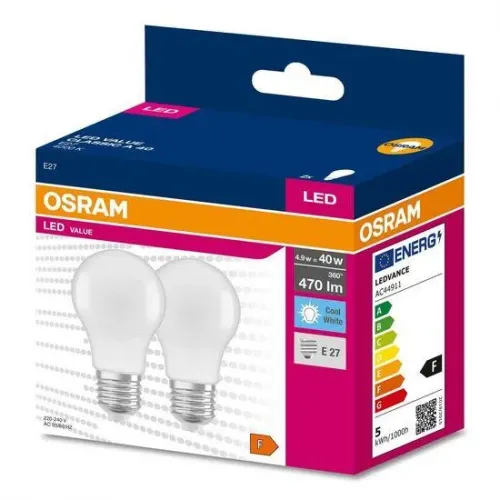 Світлодіодна лампа Osram 2X E27 A60 4.9W 40W 470Lm 2700K