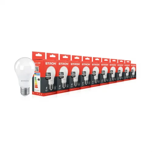 Світлодіодна лампа ETRON A60 9 Вт 4200K E27 1-ELP-1068 10 шт