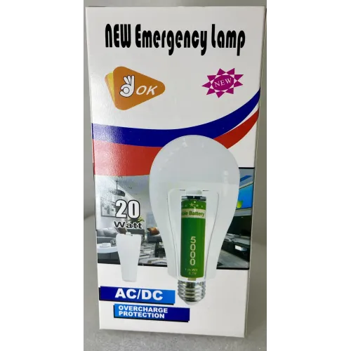 Потужна аварійна акумуляторна лампа LED 20W E27 з 2 акумуляторами 18650