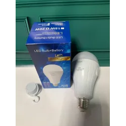 Світлодіодна лампа з акумулятором автономна аварійна 20W E27 лампочка з 2 акумуляторами 18650 і гачком