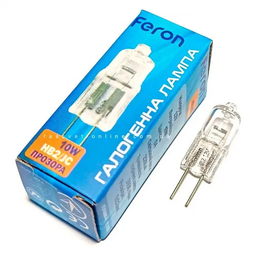 Галогенна лампа Feron G4 12V 10W капсульна JC HB2 3000K (лампа в люстру) 110Lm