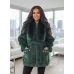 💚 Хіт сезону! Тепла кофта/кардиган з еко-хутра з перлинами. Смарагдовий колір.