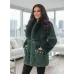 💚 Хіт сезону! Тепла кофта/кардиган з еко-хутра з перлинами. Смарагдовий колір.