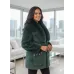 💚 Хіт сезону! Тепла кофта/кардиган з еко-хутра з перлинами. Смарагдовий колір.