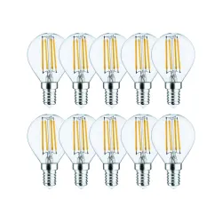 Набір LED філаментних ламп ETRON G45 E14 4W 4200K, холодне світло, 10 шт, прозорі