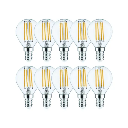 Набір LED філаментних ламп ETRON G45 E14 4W 4200K, холодне світло, 10 шт, прозорі