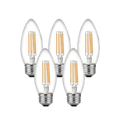 Набір LED філаментних ламп ETRON C37 E27 4W 4200K, біле світло, 5 шт, 220V, прозорі