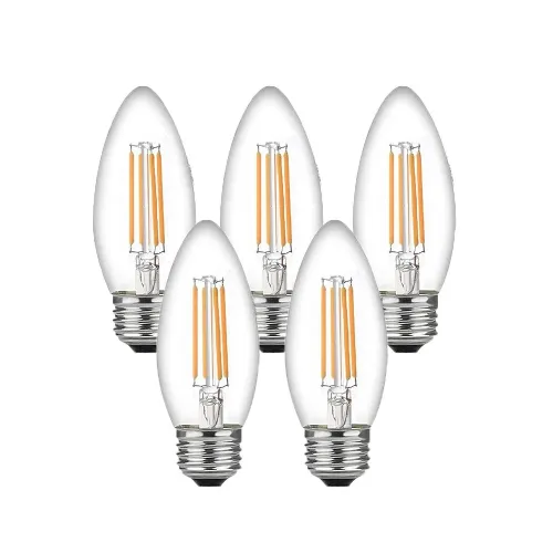 Набір LED філаментних ламп ETRON C37 E27 4W 4200K, біле світло, 5 шт, 220V, прозорі