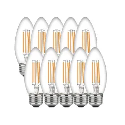 Набір LED філаментних ламп ETRON C37 E27 4W 4200K, біле світло, 10 шт, 220V, прозорі