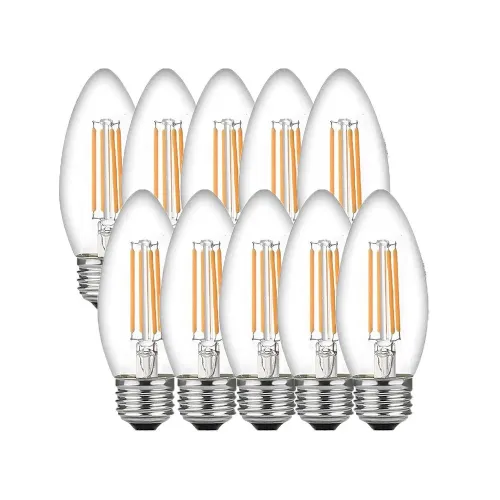 Набір LED філаментних ламп ETRON C37 E27 4W 4200K, біле світло, 10 шт, 220V, прозорі