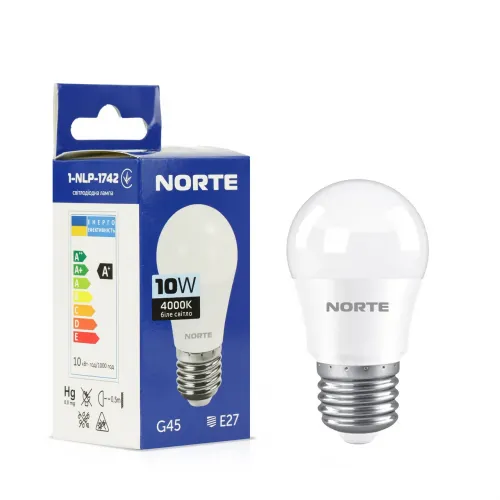 Світлодіодна LED лампа NORTE 10Вт E27 G45 4000K (1-NLP-1742)