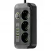 Мережевий фільтр 3м (3×220В+4×USB+1×Type-C), 5000Вт, QL-1074U, Чорний / Електричний подовжувач для розетки