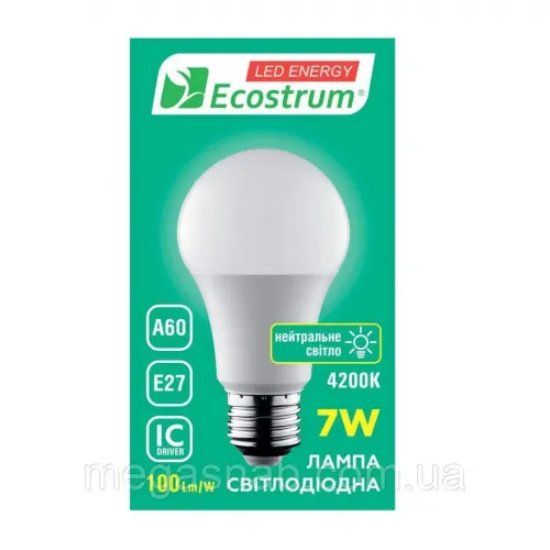 Лампа світлодіодна 7W E27 4200K ECOSTRUM