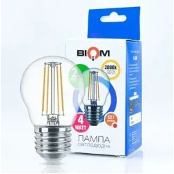 Світлодіодна лампа Filament Biom FL-301 G45 4W E27 2800K тепле світло