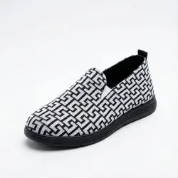 Женские текстильные слипоны с геометрическим орнаментом, черно-белые (36-41) 39