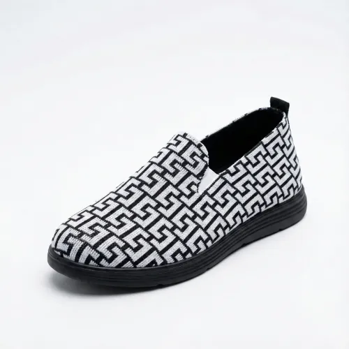 Жіночі текстильні сліпони з геометричним орнаментом, чорно-білі (36-41) 42