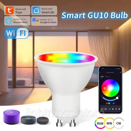 Розумна WiFi LED лампа MOES GU10 RGB+CCT 4.7W (Tuya / SmartLife)