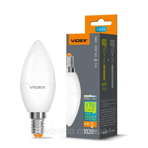 Світлодіодна LED лампа VIDEX C37h 6W E14 4100K