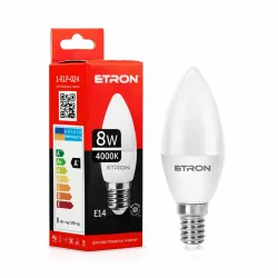 Світлодіодна LED лампа E14 8W C37 220V 4000K ETRON 1-ELP-024 денного світла