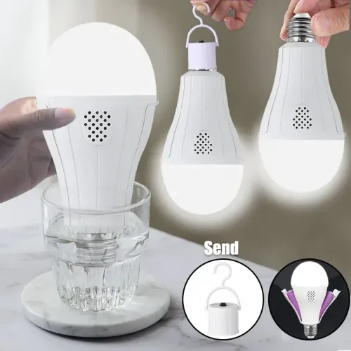 Лампочка LED E27 з акумуляторами 2x18650 (2 режими, до 3 год автономно)