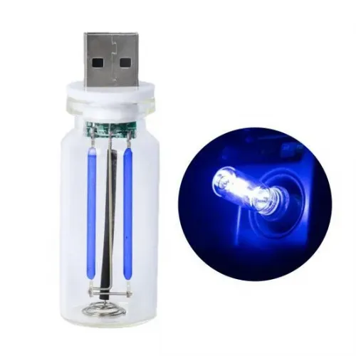 USB LED лампа ретро стилю синя, тепле світло 2700K, Edison ефект