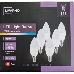 LED лампочки Livarno Home E14 470 лм 6 Вт (аналог 40 Вт) Тепле світло 2700K Набір 6 шт