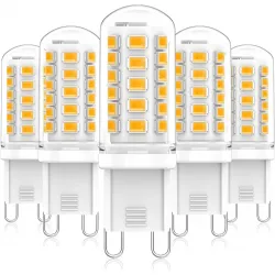 Світлодіодні лампи G9 5Вт 2700K теплий білий, еквівалент 30 40Вт, набір 5шт, без мерехтіння для люстр, бра та декору