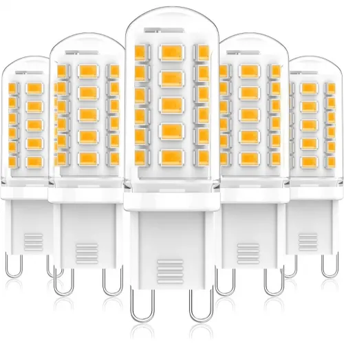 Світлодіодні лампи G9 5Вт 2700K теплий білий, еквівалент 30 40Вт, набір 5шт, без мерехтіння для люстр, бра та декору