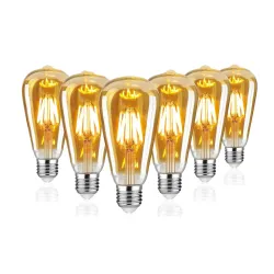 Світлодіодні вінтажні лампочки Woowtt Edison ST64 6W, 2200K, 600lm, E27 (6 шт.)