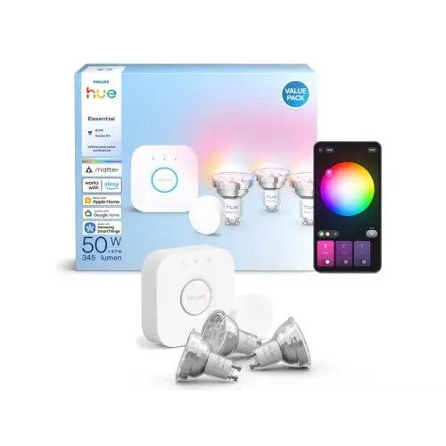 Стартовий набір Philips Hue Essential GU10 білий RGB 345лм 3 лампи Bridge Smart Button