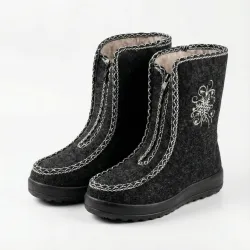 Бурки жіночі зимові повстяні на хутрі. Сірі панчохи зі сніжинкою на блискавці. Розміри 37-41 40