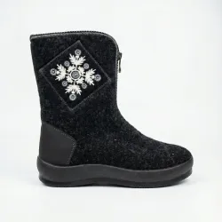 Бурки жіночі високі зимові повстяні. Чорні панчохи з вишивкою Сніжинка на блискавці. Розміри 37-41 40
