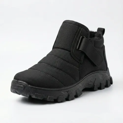 Черевики чоловічі зимові на липучці. Чорні короткі дутики на хутрі. Розміри 41-45 42