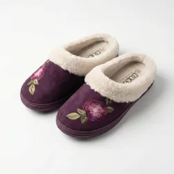 Жіночі домашні капці Dago Style фіолетові теплі на хутрі з вишивкою (36-41) 38