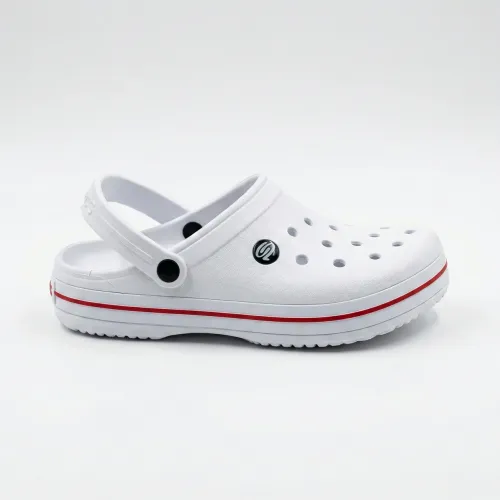 Чоловічі сабо (кроси) Білі з червоною смугою (41-45) з піни ЕВА для медиків і кухарів 45