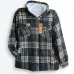 Чоловіча тепла сорочка на хутрі з капюшоном (на блискавці), зимова куртка-сорочка в клітинку, розміри 54-60