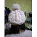 Жіноча зимова кепка з хутра з помпоном та козирком, пудра. Тепла шапка-кепі #GIRLSPEAK