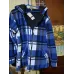Сорочка жіноча тепла на хутрі в клітинку синя. Кофта з капюшоном на блискавці 46-54