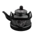 Чайник емальований 2.5 л A-Plus чорний з квітковим принтом 