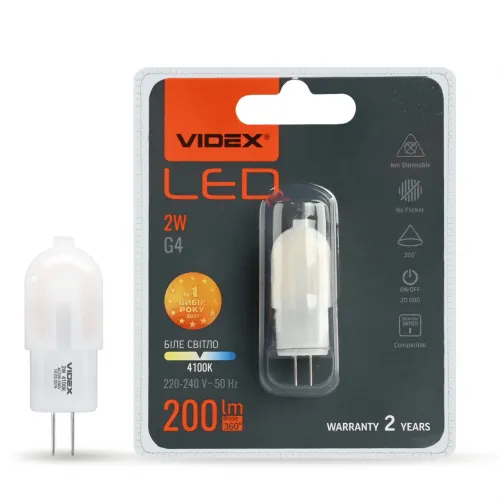 LED лампа VIDEX G4e 2W G4 4100K VL-G4e-02224