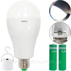 Аварійна світлодіодна лампа FAE-3920 20W з 2 акумуляторами 18650 на патрон E27, лампочка під цоколь 20 Вт