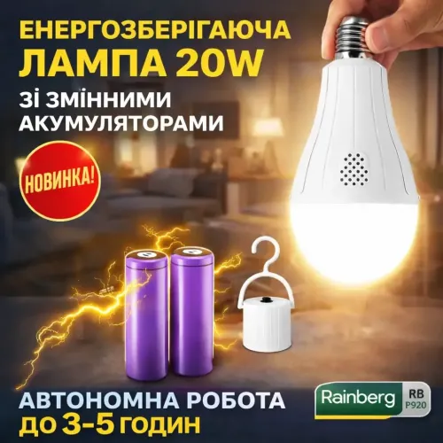 Світлодіодна Led-лампа аварійна з акумулятором 18650 е27 20 вт Світильник без дротів Лампі для дому