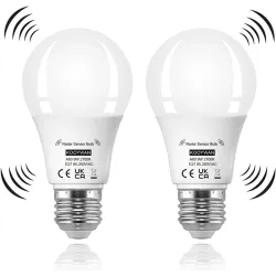 KOOYWAN Розумна LEDлампа E27 з радарним датчиком руху, від заходу сонця до світанку, 9 Вт, 2700 K з автоматичним вмик/вимк