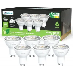 Sailsco - Світлодіодні лампи-прожектори GU10, 1.9 Вт еквівалент 50Вт, 345Лм, 2700K, теплий білий колір. Комплект - 6 штук