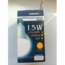 Лампа світлодіодна потужного нейтрального денного освітлення 15W LED A60 E27 1350LM 4000K