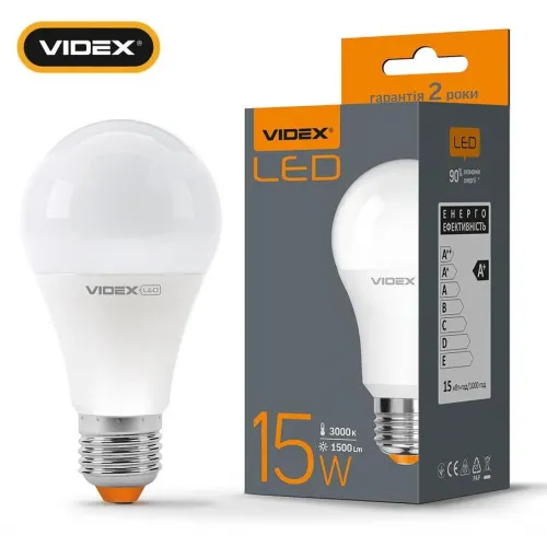 LED лампа світлодіодна VIDEX A65e 15W E27 3000K 220V