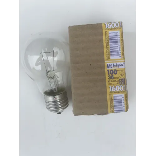 Лампа розжарювання МО 36-100 36 В 100 Вт E27 Іскра. Низьковольтна для промислових верстатів і цехів