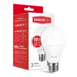 Лампа MAXUS світлодіодна A 60 220v 10w 3000K E27 1-LED-775